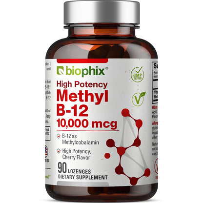 Methyl B-12 10,000 mcg Lozenges – Cherry Flavor, 90 Vegan, Extra Strength