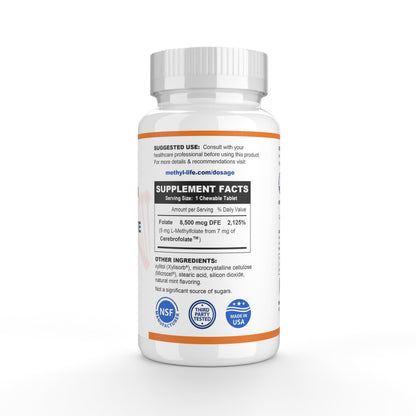 Methyl-Life Purest L-Methylfolate 5 mg – 3 Months Supply | Chewables, Non-GMO, Gluten Free