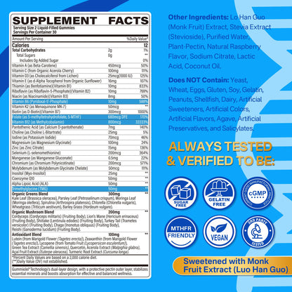 Methylated Multivitamin Gummies for Men & Women – Greens & Mushroom Blend (Sugar Free)
