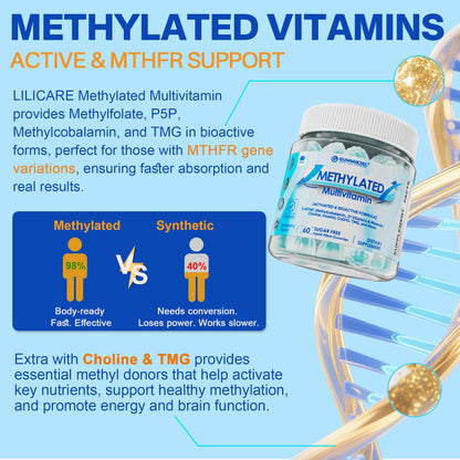 Methylated Multivitamin Gummies for Men & Women – Greens & Mushroom Blend (Sugar Free)