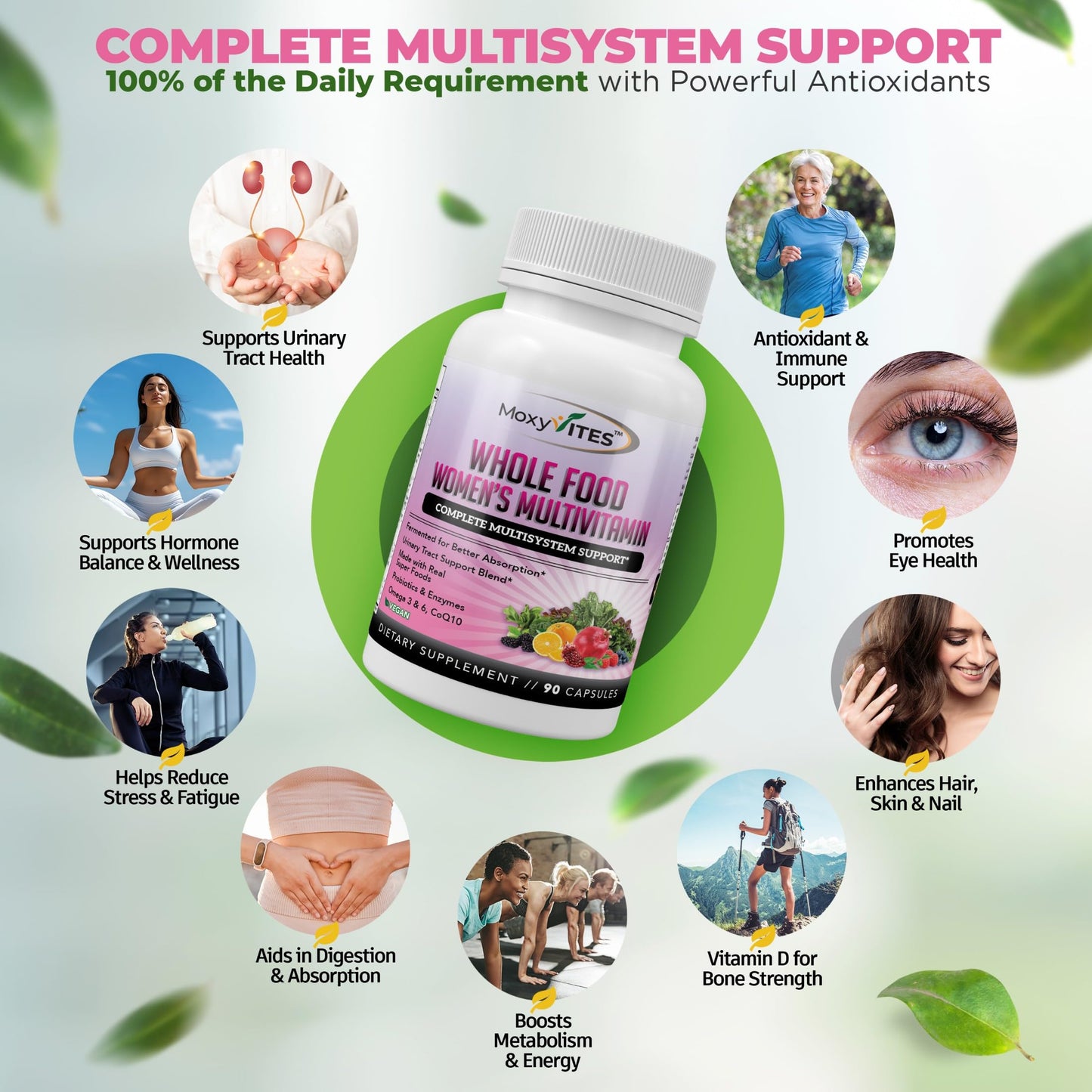 Womens Methylated Multivitamin with Iron - 44 Organic Fermented Nutrients | 90 Vegan Caps