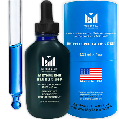 Methylene Blue 2% USP Grade Supplement – 118ml Bottle | Third-Party Tested | Made in USA