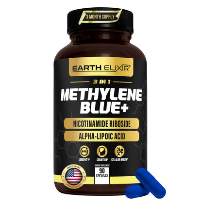 3-in-1 Methylene Blue Capsules – Pharmaceutical-Grade with ALA & NAD | 3 Month Supply