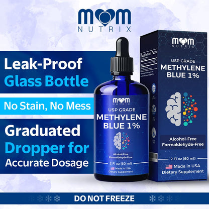 Methylene Blue 1% Solution – USP Pharmaceutical Grade, 60 ml (2 oz) – Made in USA