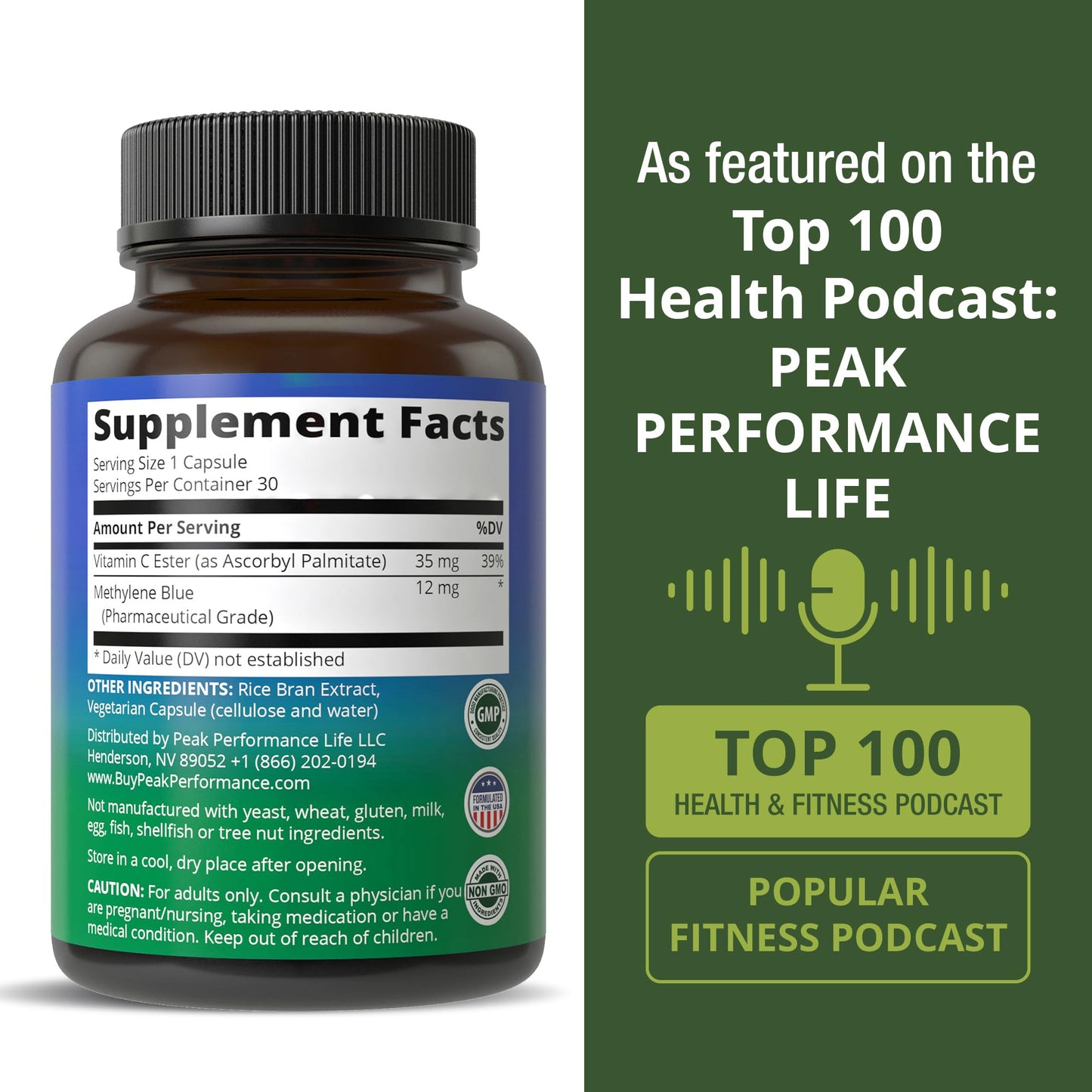 Methylene Blue Capsules – Ultra High Purity USP, Vegan & GMP