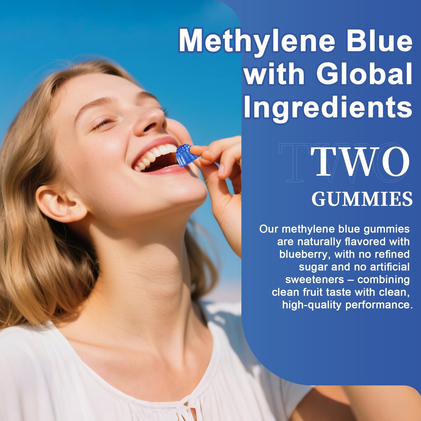 Methylene Blue Gummies for Humans | High-Potency Brain Booster & Antioxidant - Vegan 60 Count
