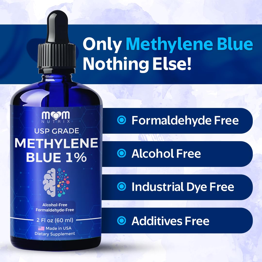 Methylene Blue 1% Solution – USP Pharmaceutical Grade, 60 ml (2 oz) – Made in USA
