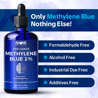 Methylene Blue 1% Solution – USP Pharmaceutical Grade, 60 ml (2 oz) – Made in USA