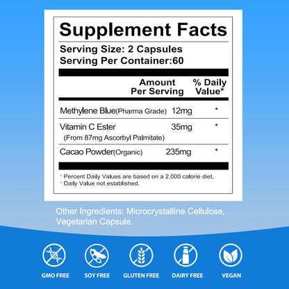 Methylene Blue USP Grade Brain Supplement with Vitamin C Ester – EAONE (120 Capsules)