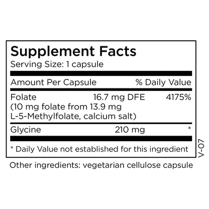 MethylPro L-Methylfolate 10 mg – 30 Capsules | 5-MTHF Folate for Brain Health, Focus, Calm