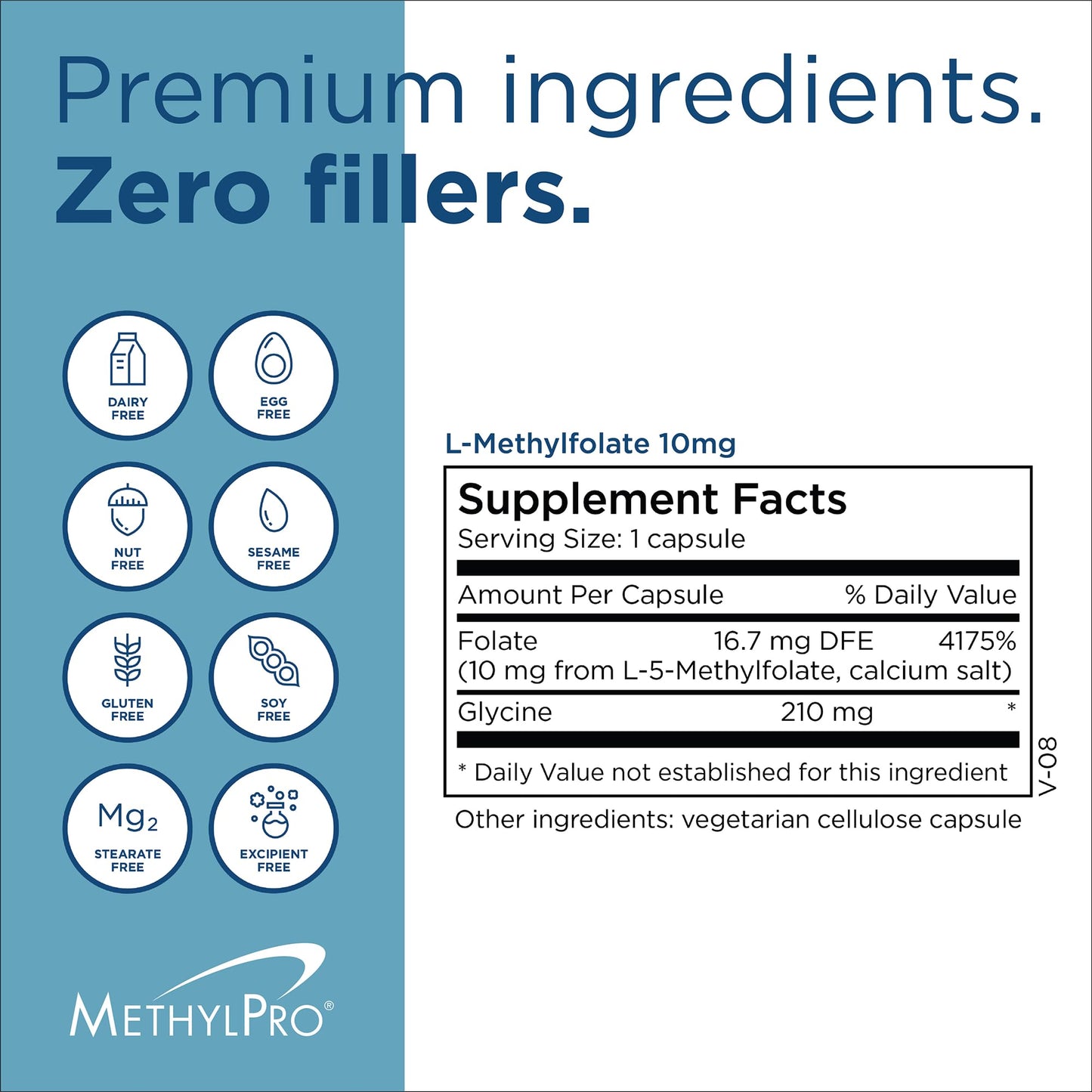 MethylPro L-Methylfolate 10 mg – 30 Capsules | 5-MTHF Folate for Brain Health, Focus, Calm
