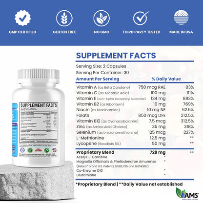MFS Plus Fertility Supplements for Men - America Medic & Science | Sperm Count & Motility Support, Zinc & CoQ10, 60 Capsules