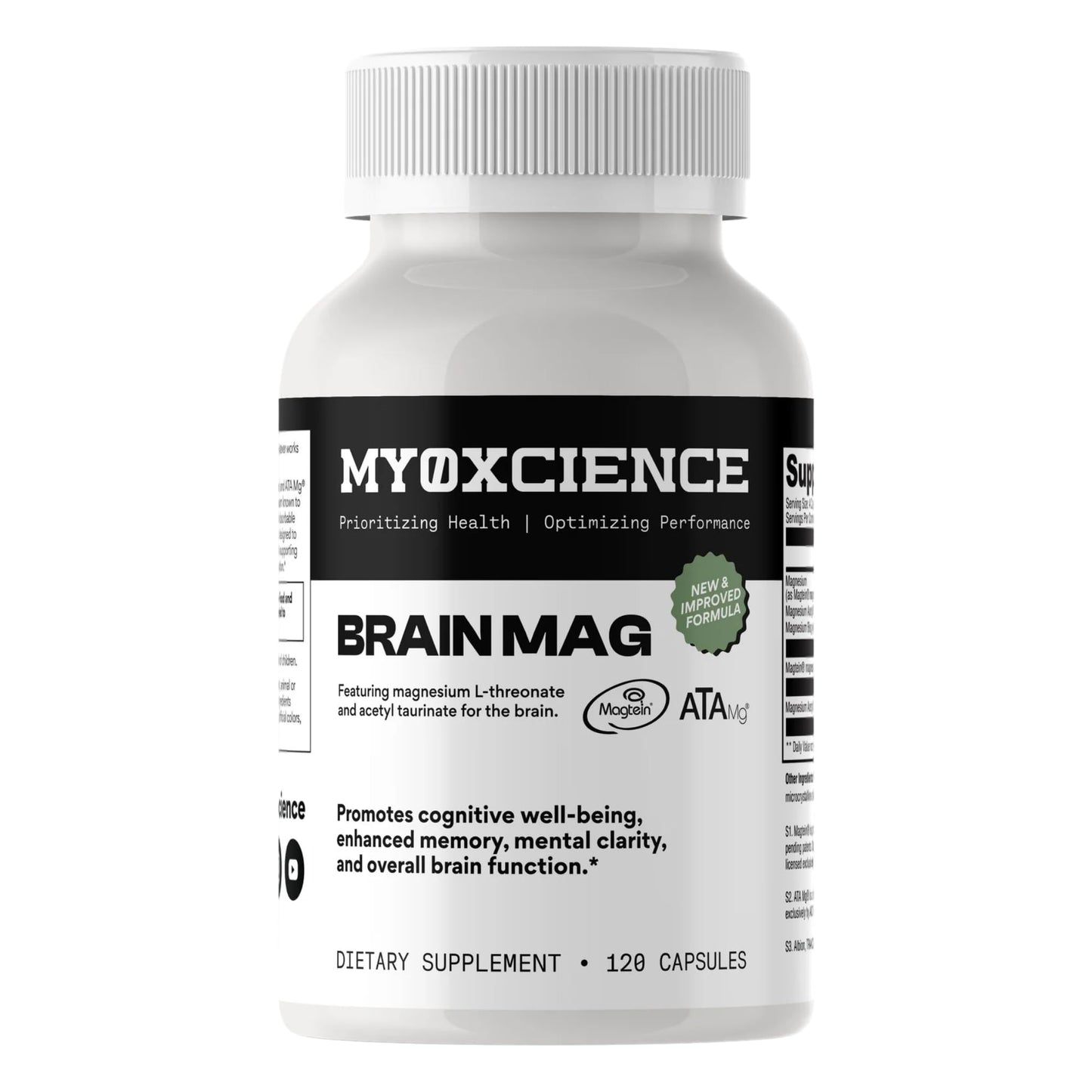 Magnesium L-Threonate + ATA Mag + Magnesium Glycinate | Cognitive Support, Memory & Mental Clarity | 120 Capsules