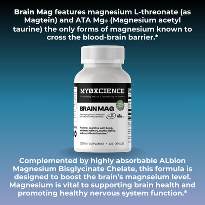 Magnesium L-Threonate + ATA Mag + Magnesium Glycinate | Cognitive Support, Memory & Mental Clarity | 120 Capsules