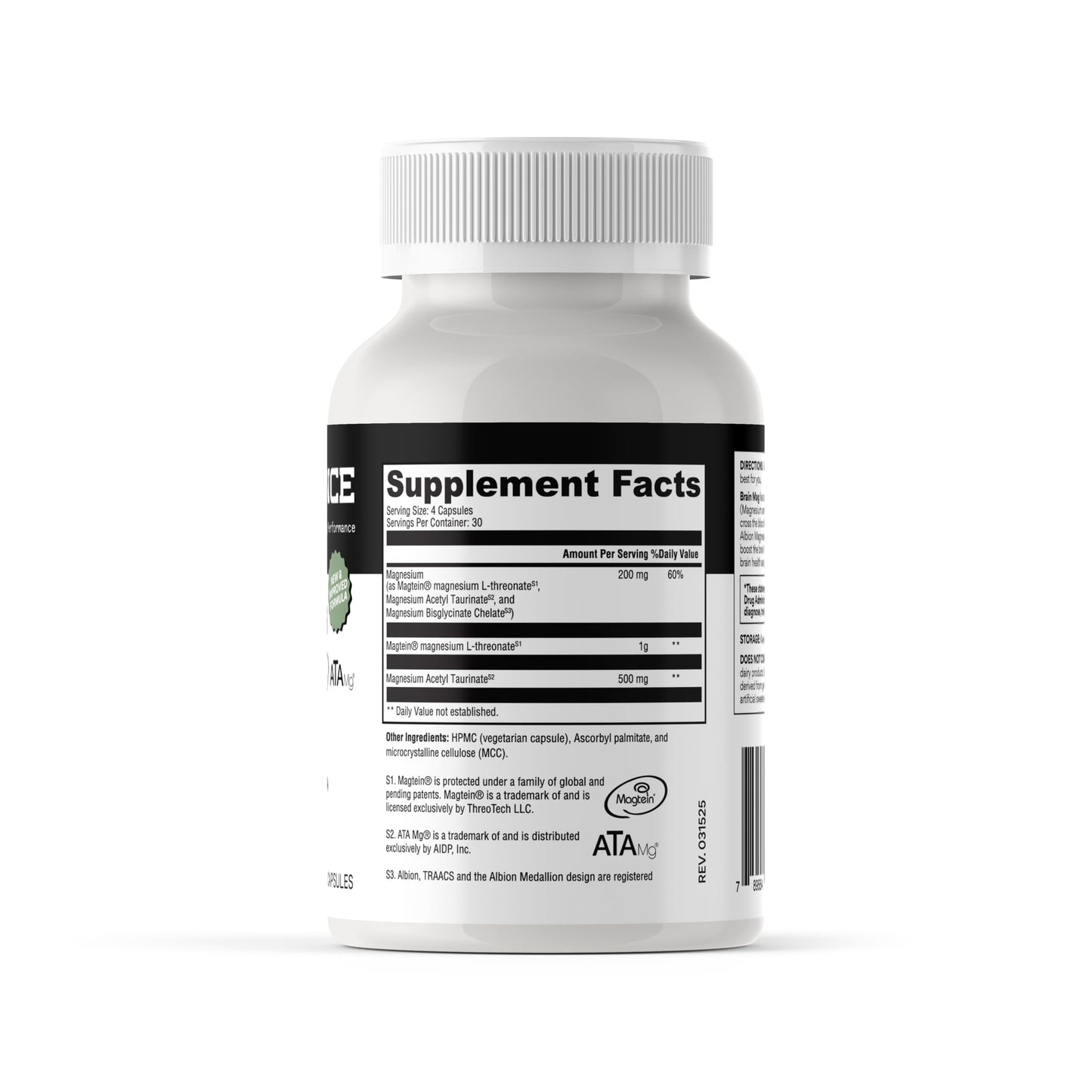Magnesium L-Threonate + ATA Mag + Magnesium Glycinate | Cognitive Support, Memory & Mental Clarity | 120 Capsules