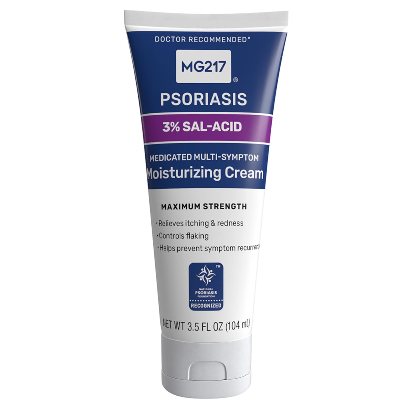 MG217 Medicated Moisturizing Psoriasis Cream – 3% Salicylic Acid, Fragrance Free, 3.5 oz