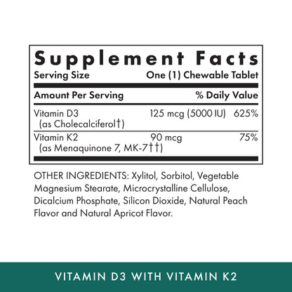 MICHAEL'S Vitamin D3 with K2 – Apricot Flavor, 180 Servings, Vegetarian, No Added Sugar