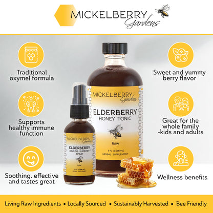 Mickelberry Gardens Elderberry Honey Tonic Sambucus Syrup – Immune Support (8 oz)