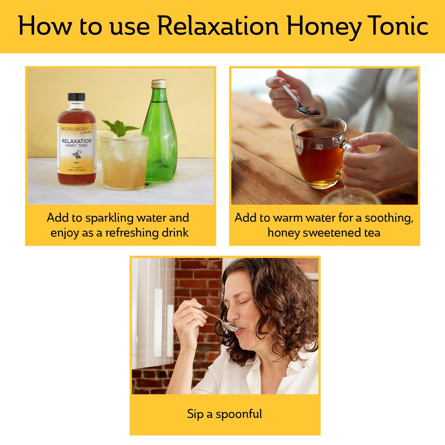 Mickelberry Gardens Relaxation Honey Tonic — Tension Relief & Sleep Support (8 oz, Pack of 2)