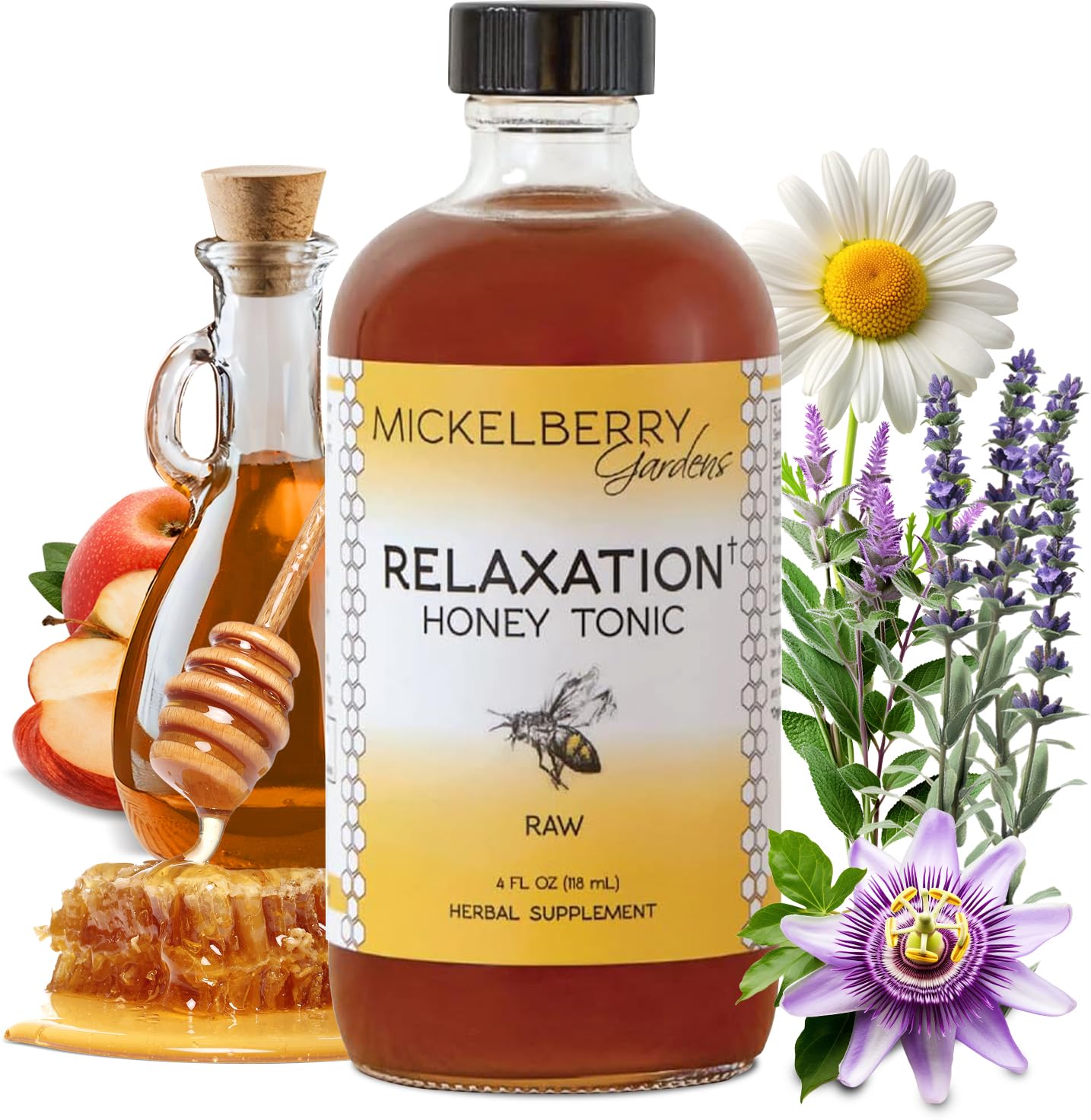 Mickelberry Gardens Relaxation Honey Tonic – Natural Tension Relief & Sleep Support (4 Oz)