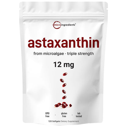 Micro Ingredients Astaxanthin 12mg – 120 Softgels (4 Month Supply) – Non-GMO, Soy Free