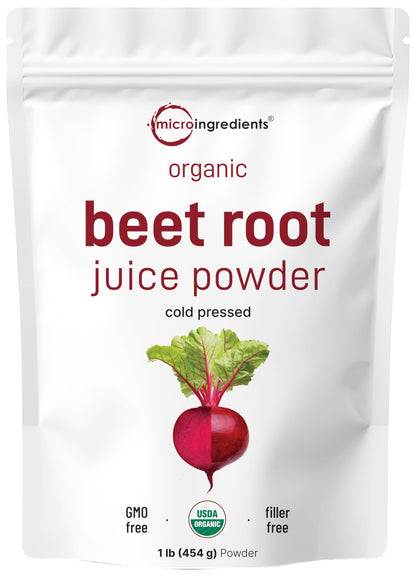 Micro Ingredients Organic Beet Root Powder - 1 lb, Cold-Pressed & Water-Soluble, Non-GMO