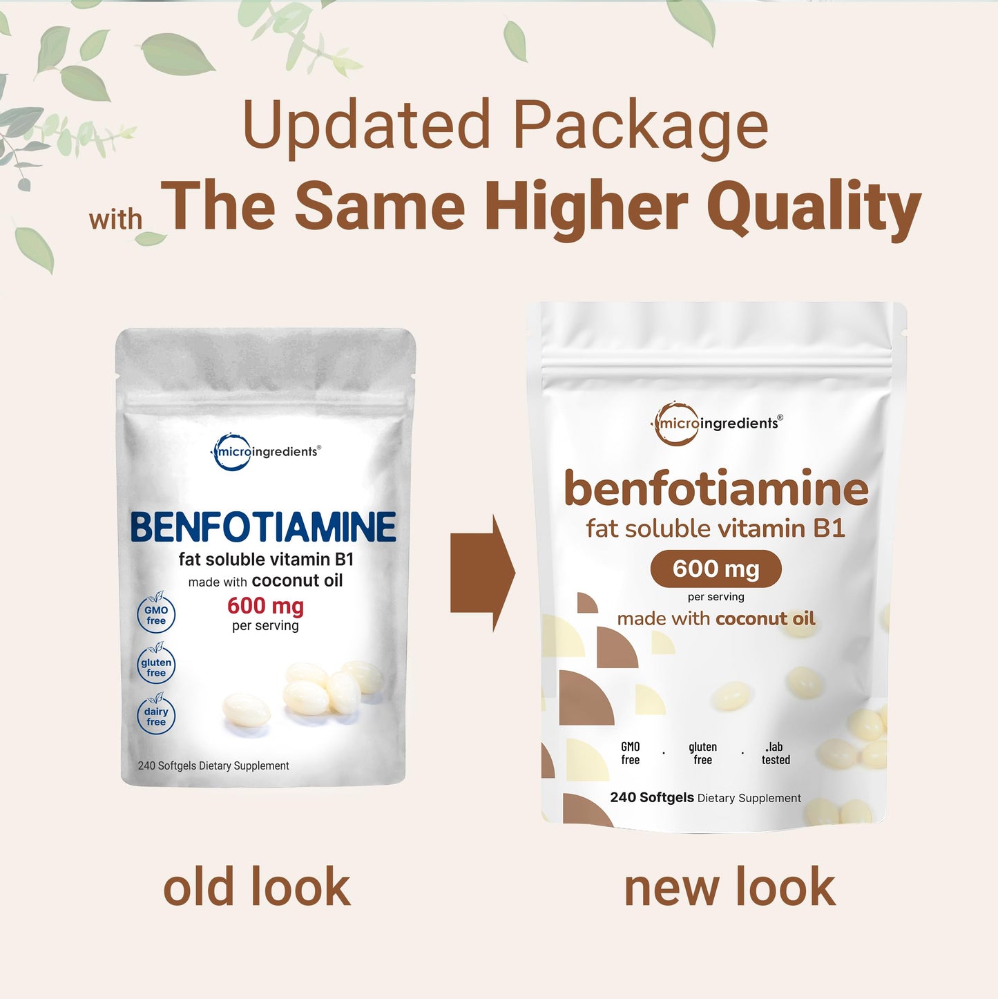 Micro Ingredients Vitamin B1 Benfotiamine 600mg Softgels – Bioavailable B1, Non-GMO, Soy Free