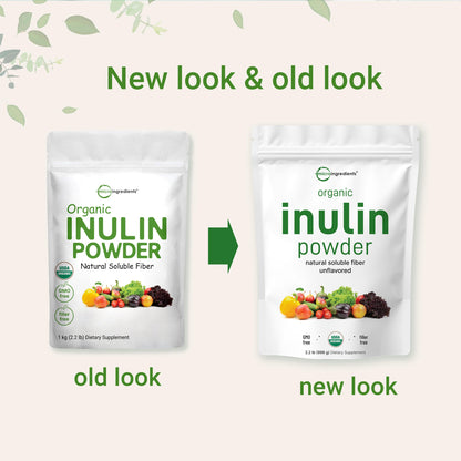 Micro Ingredients Organic Inulin FOS Fiber Powder 2.2 lb | Water-Soluble Prebiotic