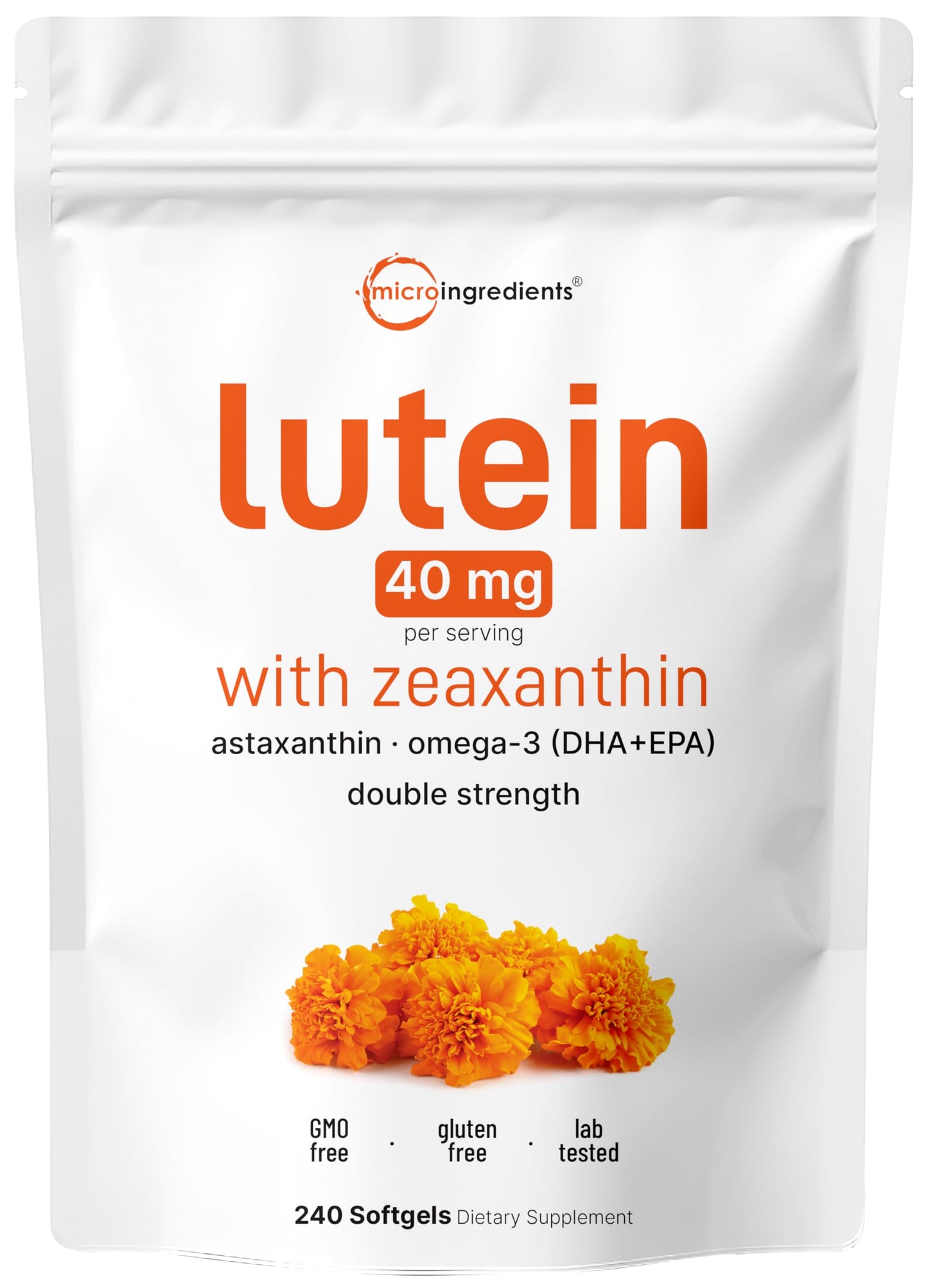 Micro Ingredients Lutein & Zeaxanthin 40mg Softgels – 240 Count | Eye Health