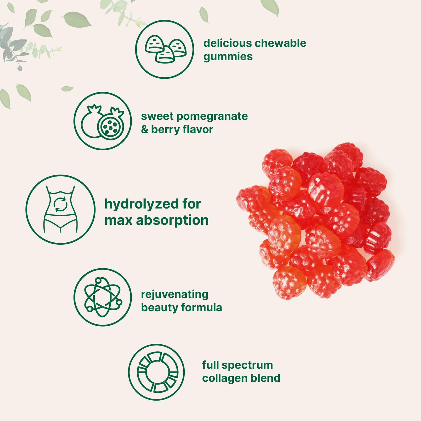 Micro Ingredients Multi Collagen Gummies 120 – 8-in-1 (I–X) with Biotin, Hyaluronic Acid & Vitamin C | Pomegranate Berry