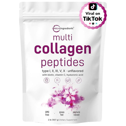 Micro Ingredients Multi Collagen Peptides Powder – Unflavoured, 2lb