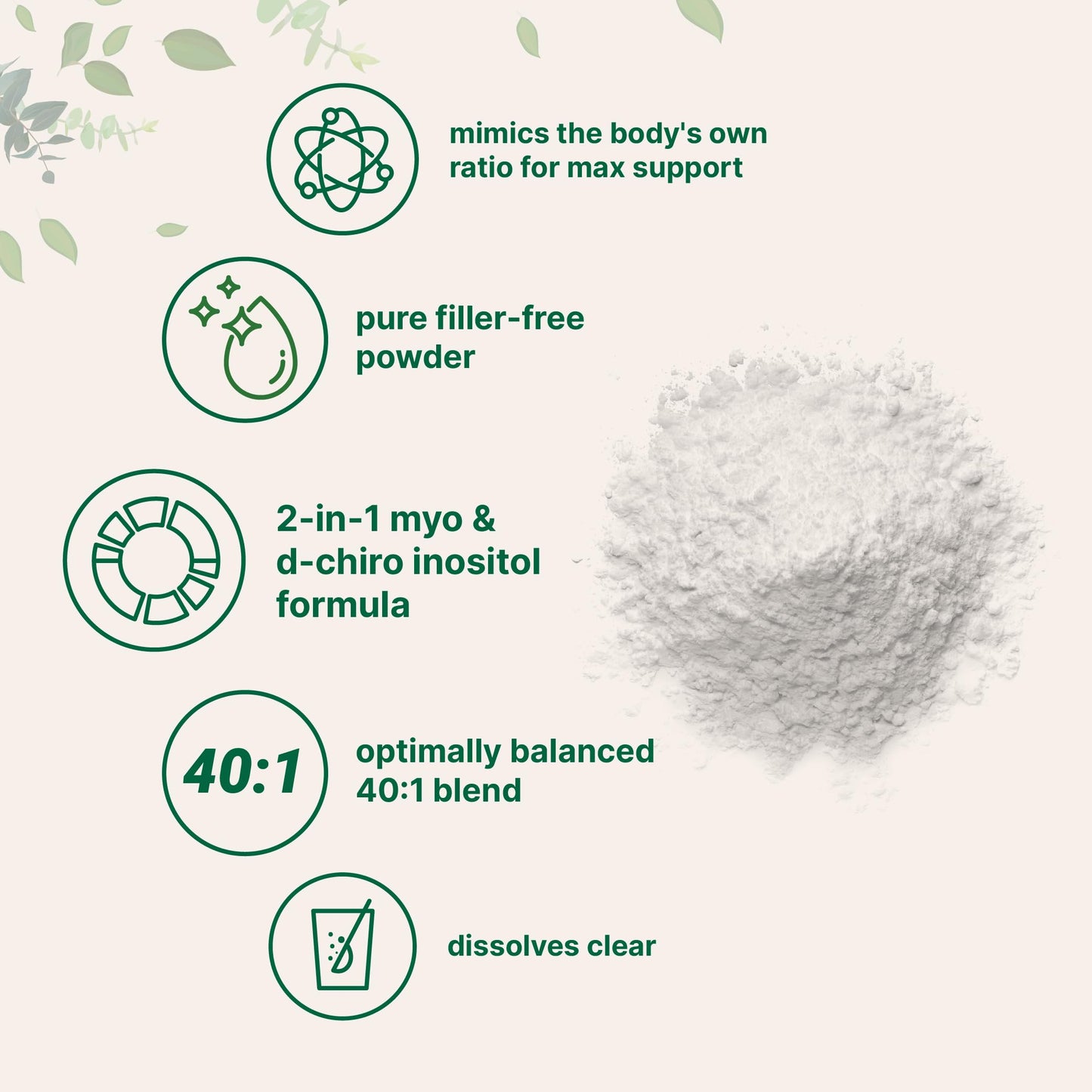 Myo-Inositol & D-Chiro Inositol Powder 1lb - 40:1 for Hormonal Balance