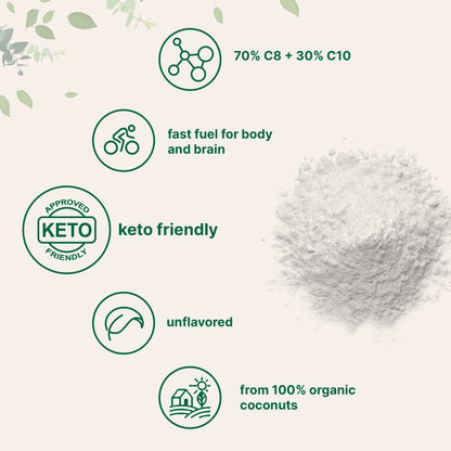 Micro Ingredients Organic MCT Oil Powder with Prebiotic Fiber – 1 lb (16 oz) – C8 MCT Oil for Coffee Creamer – No GMOs, Keto, Vegan