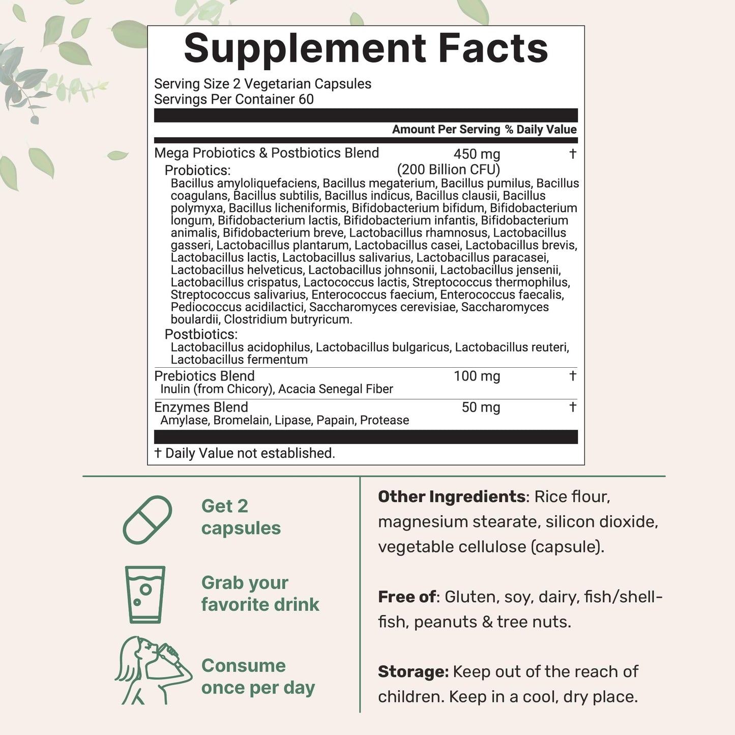 Micro Ingredients Probiotics 200 Billion CFU, 120 Veggie Capsules | Mega Probiotics for Men & Women | 40 Strains with Prebiotics, Postbiotics & Digestive Enzymes | Gut, Immune & Digestive Health