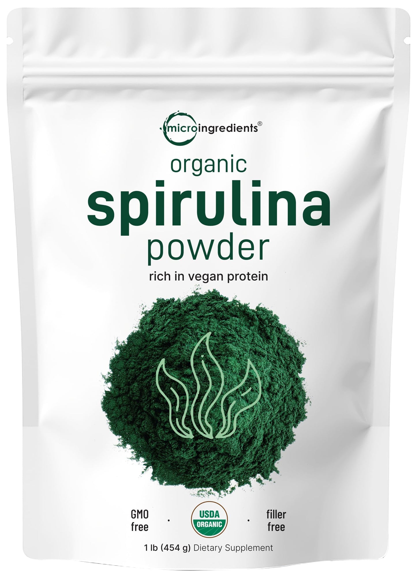 Micro Ingredients Organic Spirulina Powder 1lb | Vegan Protein & Chlorophyll