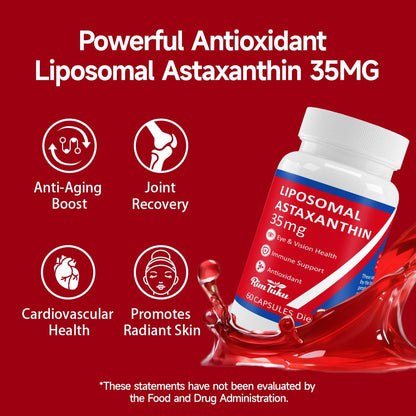 35mg Liposomal Astaxanthin Supplement – Antioxidant Support for Skin, Joints & Eyes | Vegan, Non-GMO