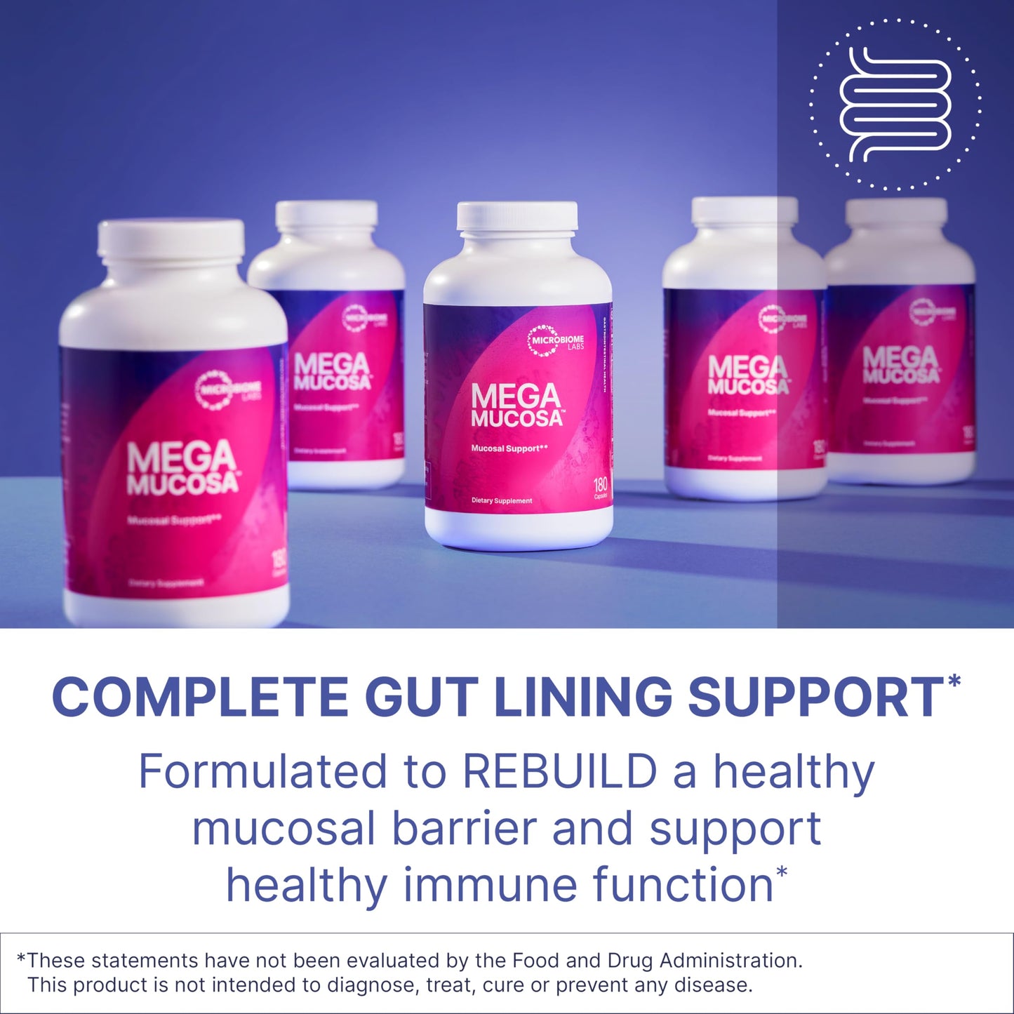 Microbiome Labs MegaMucosa – Amino Acids + Dairy-Free Immunoglobulins for Gut Health & Immunity (180 Capsules)