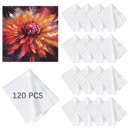 120 Pack Microfiber Cleaning Cloths for Glasses 5.5x5.5 - White & Reusable
