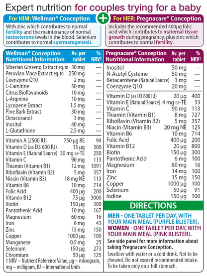 Vitabiotics Pregnacare His & Her Conception Dual Pack 2x30 Tablets