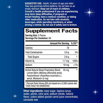 Unisom Simple Slumbers Melatonin Gummies – 5 mg Sleep Support, Midnight Raspberry, 120 Count