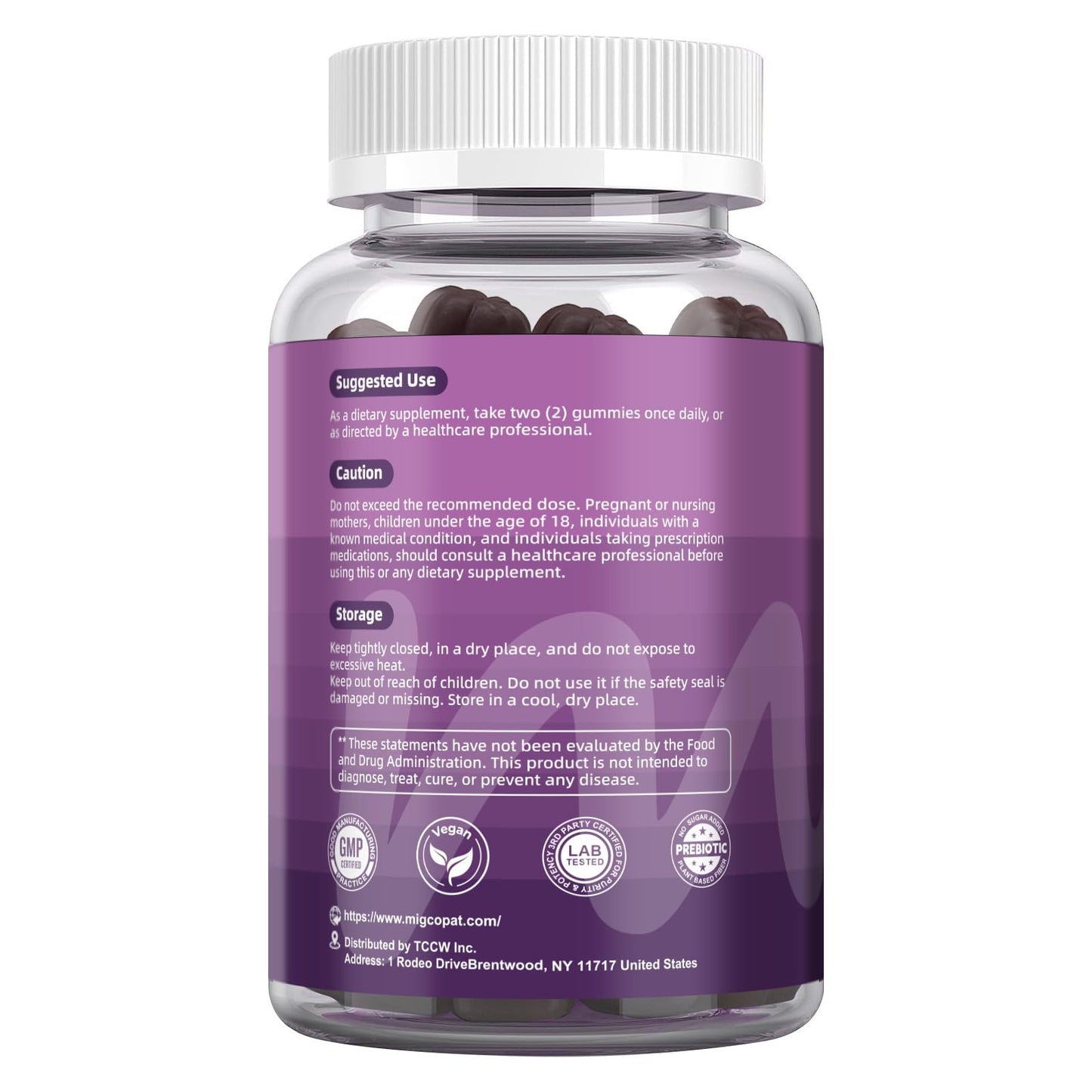 Migcopat Pre Post Probiotics Gummies – 5 in 1 Digestive Support, Blackberry Flavor, 120B CFU, Sugar Free & Vegan | 120 Ct