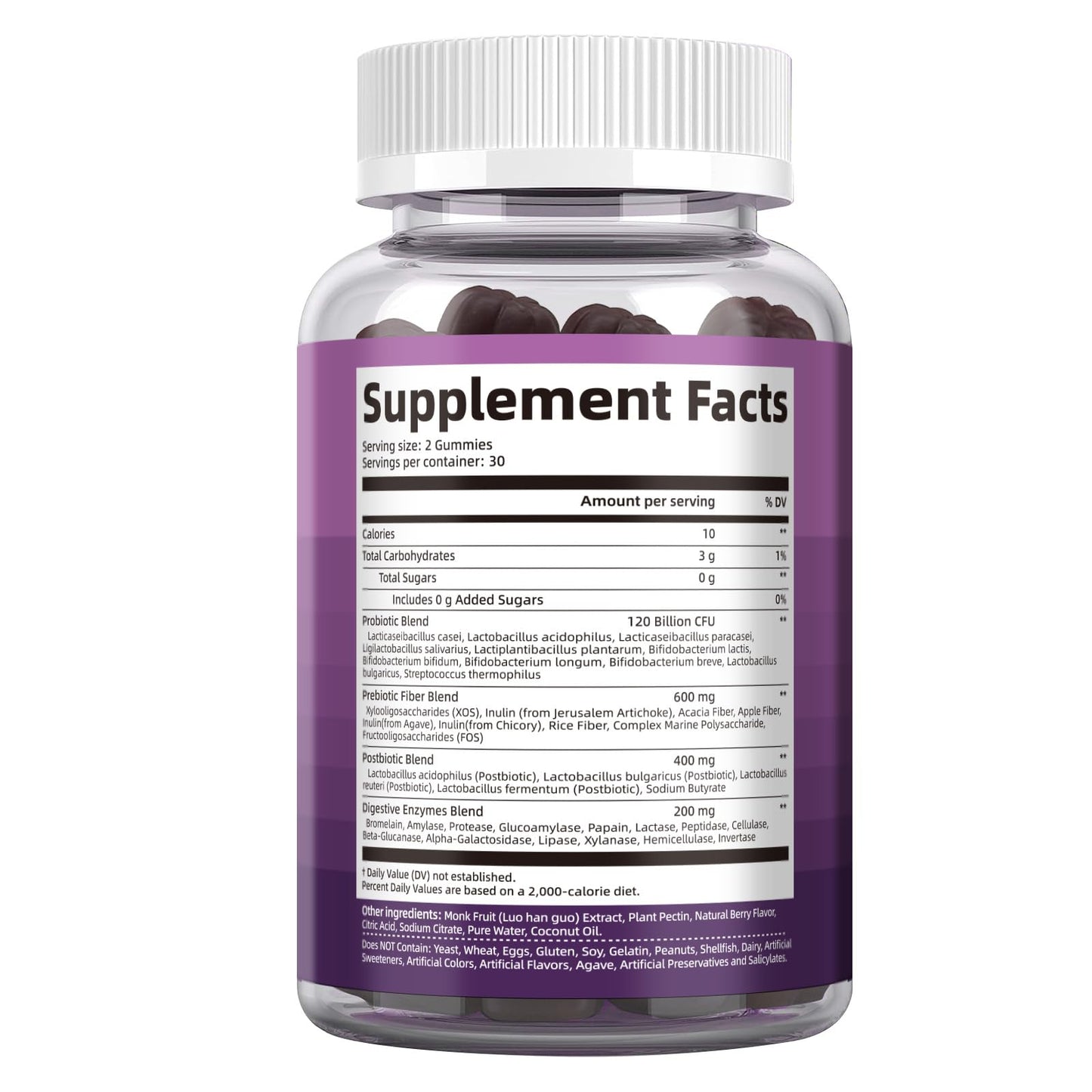 Migcopat Pre Post Probiotics Gummies – 5 in 1 Digestive Support, Blackberry Flavor, 120B CFU, Sugar Free & Vegan | 120 Ct