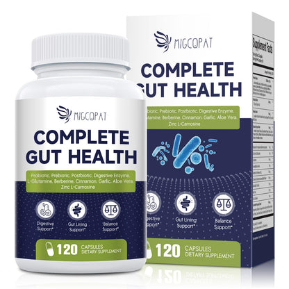 Migcopat Probiotic Prebiotic Postbiotic & Digestive Enzymes – 80B CFU, 120 Capsules