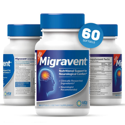 Vita Sciences Migravent – Advanced Nutritional Formula with Magnesium, CoQ10, Vitamin B2 & Butterbur for Brain & Circulatory Wellness – 60 Capsules