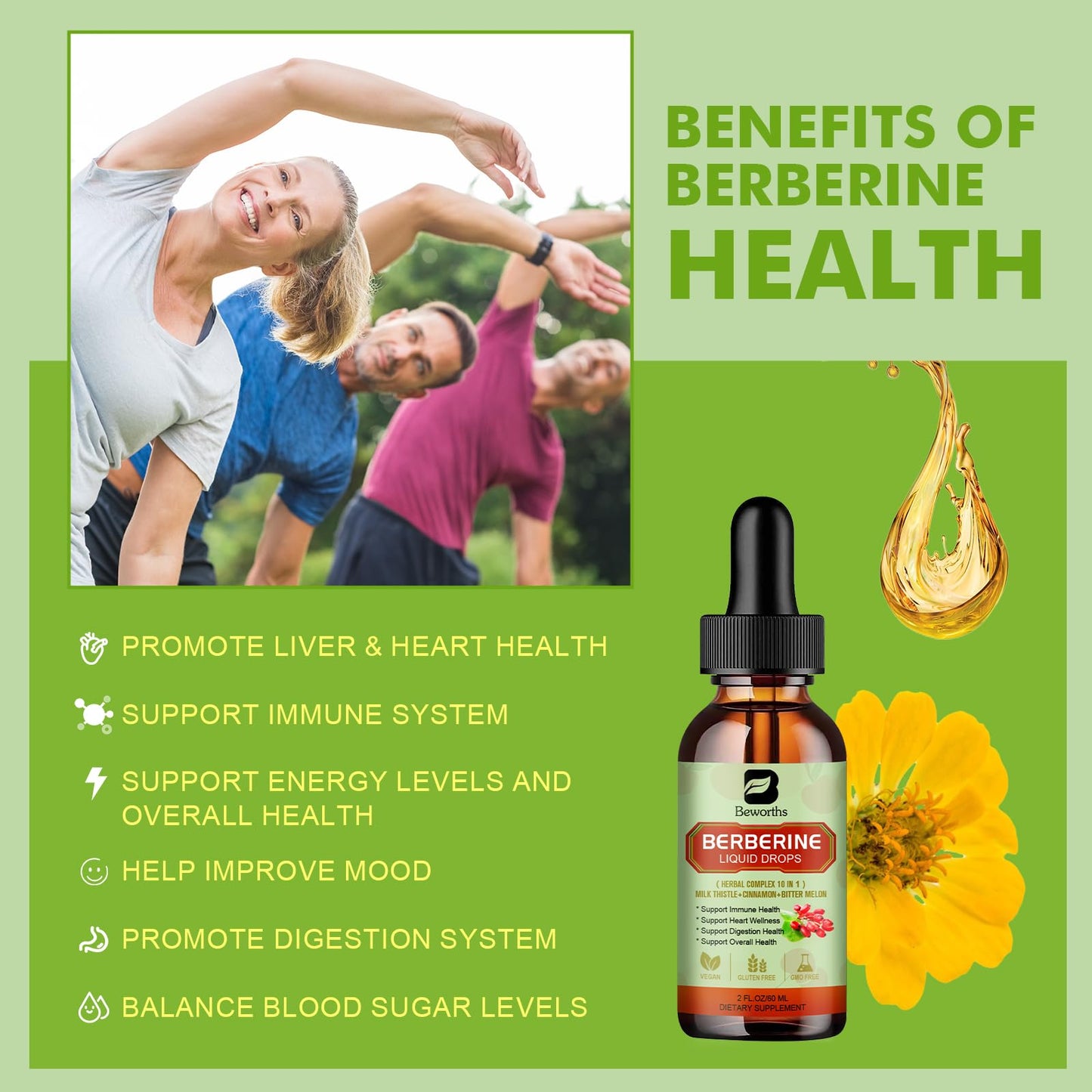 B BEWORTHS Berberine HCL Liposomal Drops with Cinnamon & Turmeric