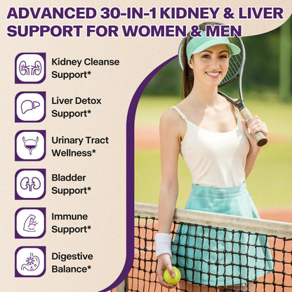 30-in-1 Kidney & Liver Cleanse Drops – Cranberry, Milk Thistle & Chanca Piedra | Vegan Blueberry 2-Pack
