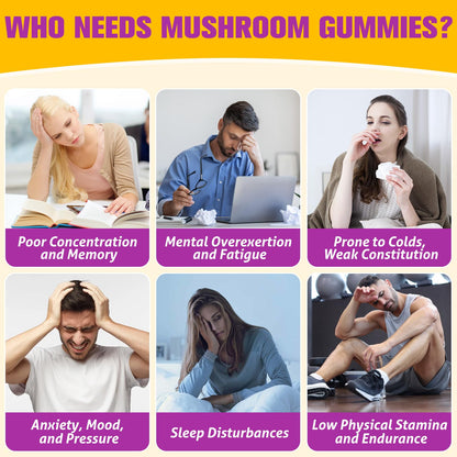 Mushroom Gummies 4000mg – Brain Support, Focus & Immunity (180 Gummies)