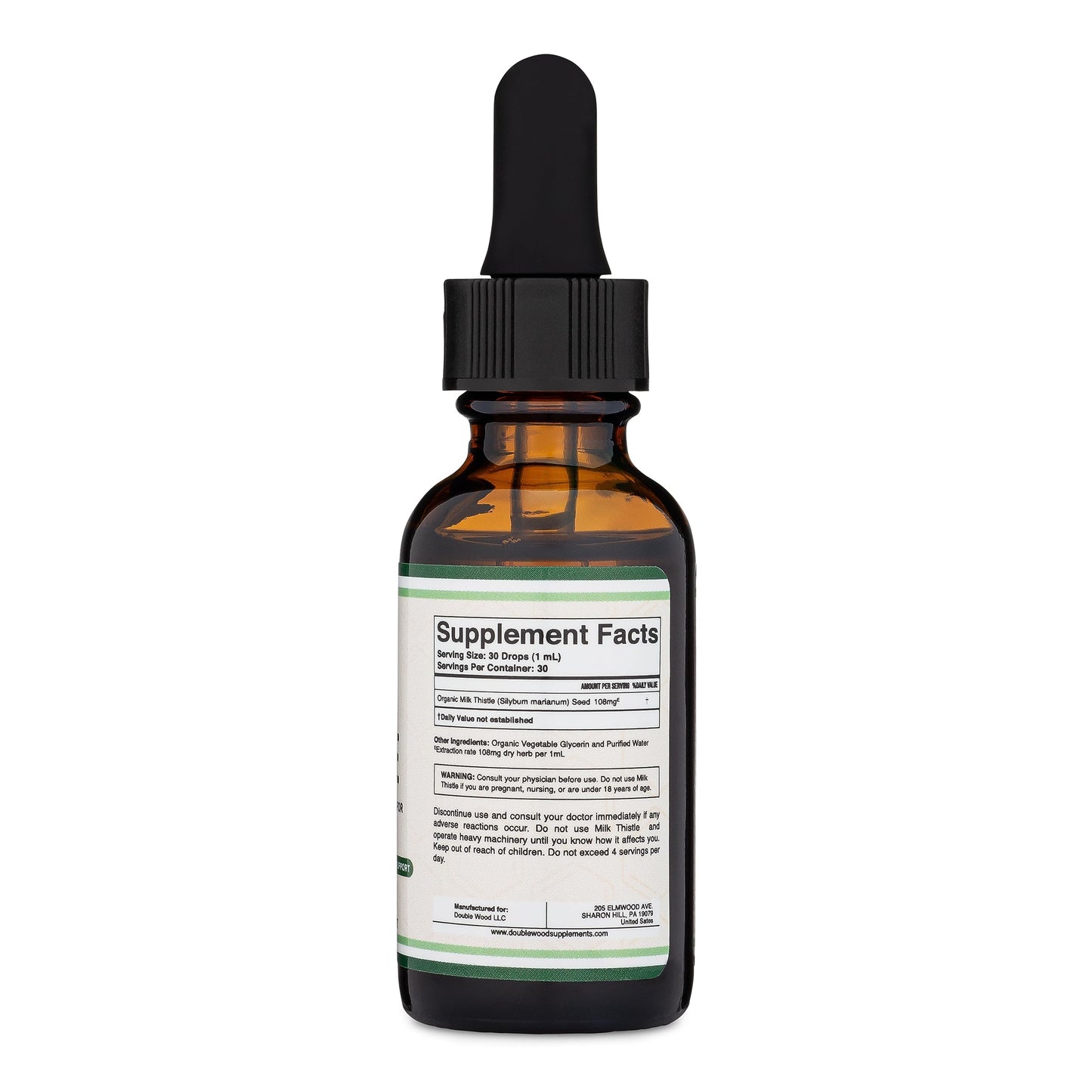 Milk Thistle Drops – Organic Liver Detox (1 oz, 30 Servings) Vegan • Non-GMO • Gluten Free | Double Wood (Pack of 2)