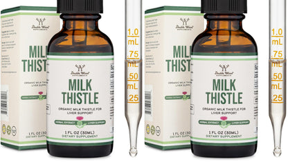Milk Thistle Drops – Organic Liver Detox (1 oz, 30 Servings) Vegan • Non-GMO • Gluten Free | Double Wood (Pack of 2)