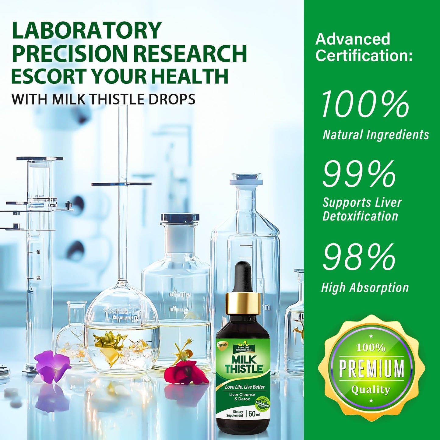 Milk Thistle Liquid Drops 2oz – Liver Detox & Repair (Vegan, Non-GMO)